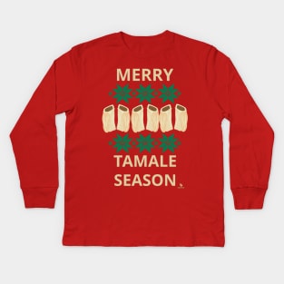 Merry Tamale Season Cheeky Holiday Humor Kids Long Sleeve T-Shirt